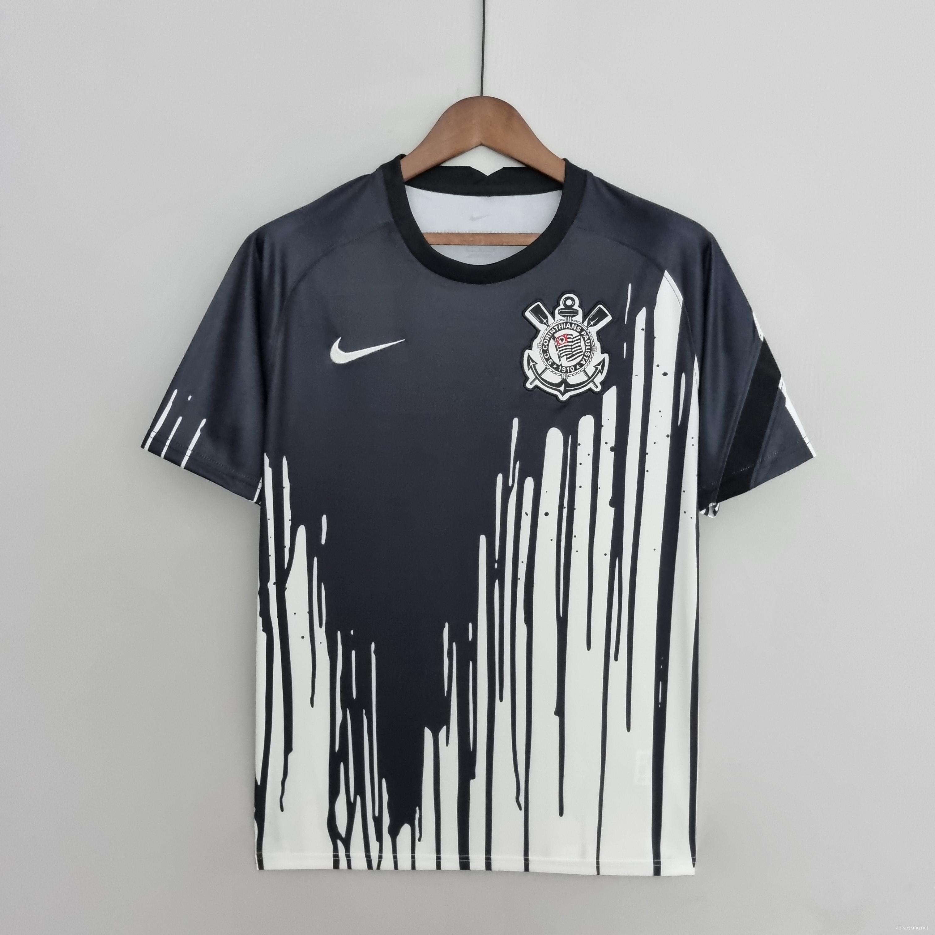 22/23 Corinthians Pre-Game Black &amp; White Soccer Jersey