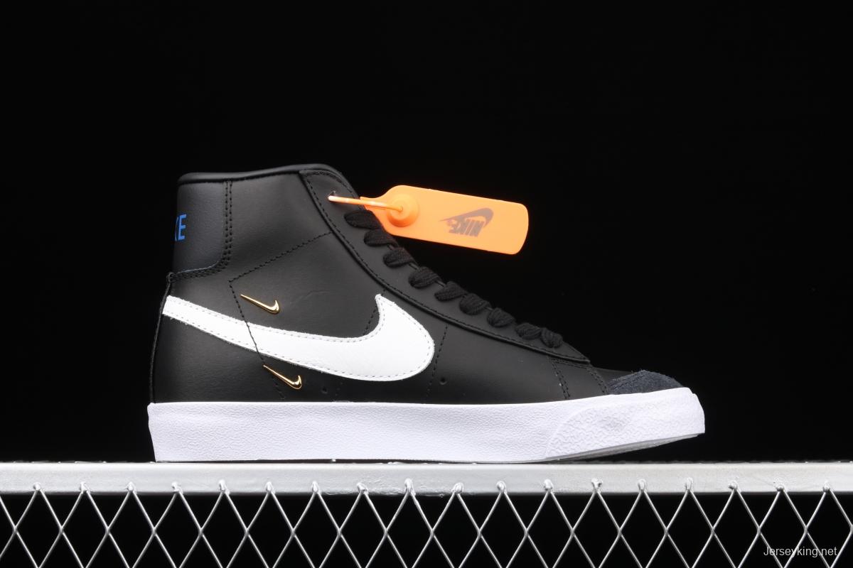 NIKE Blazer Mid'77 SE Chrome Luxe black-and-white gold standard Trail Blazers high-top casual board shoes CZ4627-001