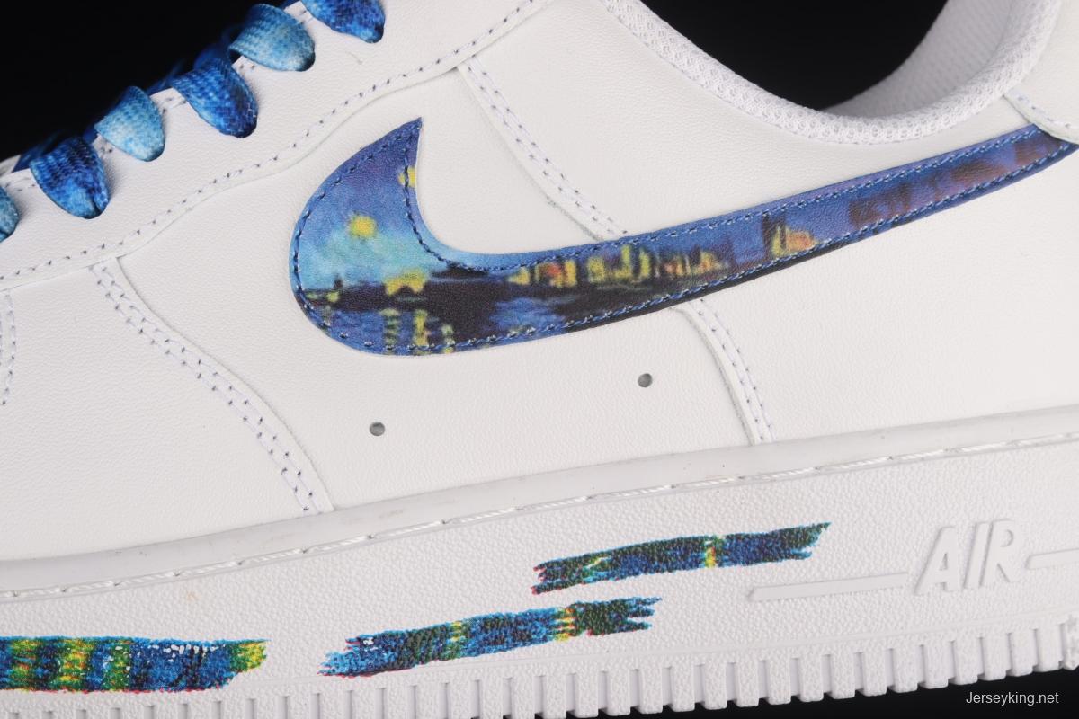 NIKE Air Force 1x 07 Lx graffiti white and blue low upper shoes 314192-117