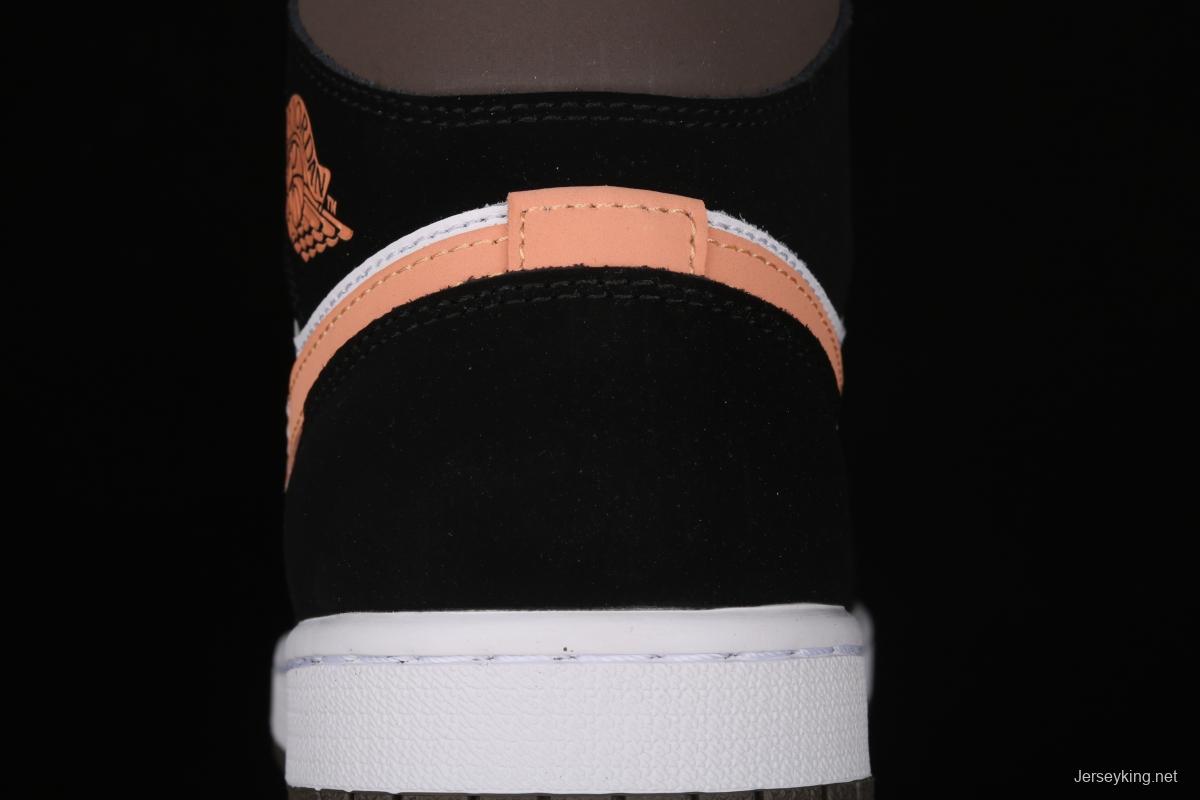 Air Jordan 1 Mid black pink peach goddess festival basketball shoes DH0210-100