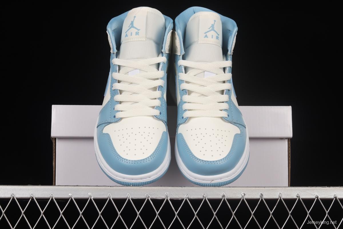 Air Jordan 1 Mid North Carolina Blue Zhongbang Basketball Shoes BQ6472-141