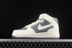 NIKE Air Force 1 Mid'07 Rice White Grey medium-top casual board shoes LZ6819-609