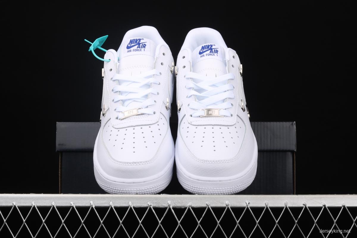 NIKE Air Force 11607 Low All white joint name small silver hook low-top casual board shoes CT1990-100