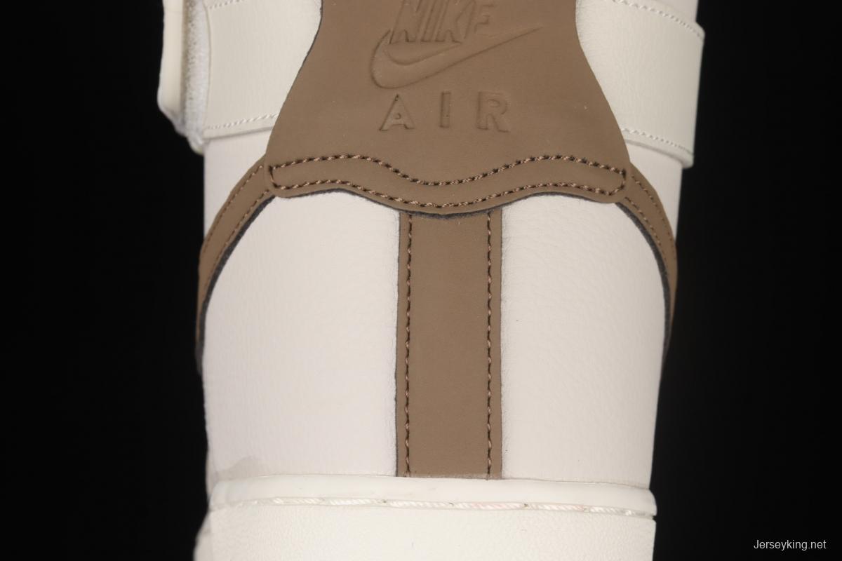 NIKE Air Force 1 Mid milky white light brown hook high-top casual board shoes 808788-995