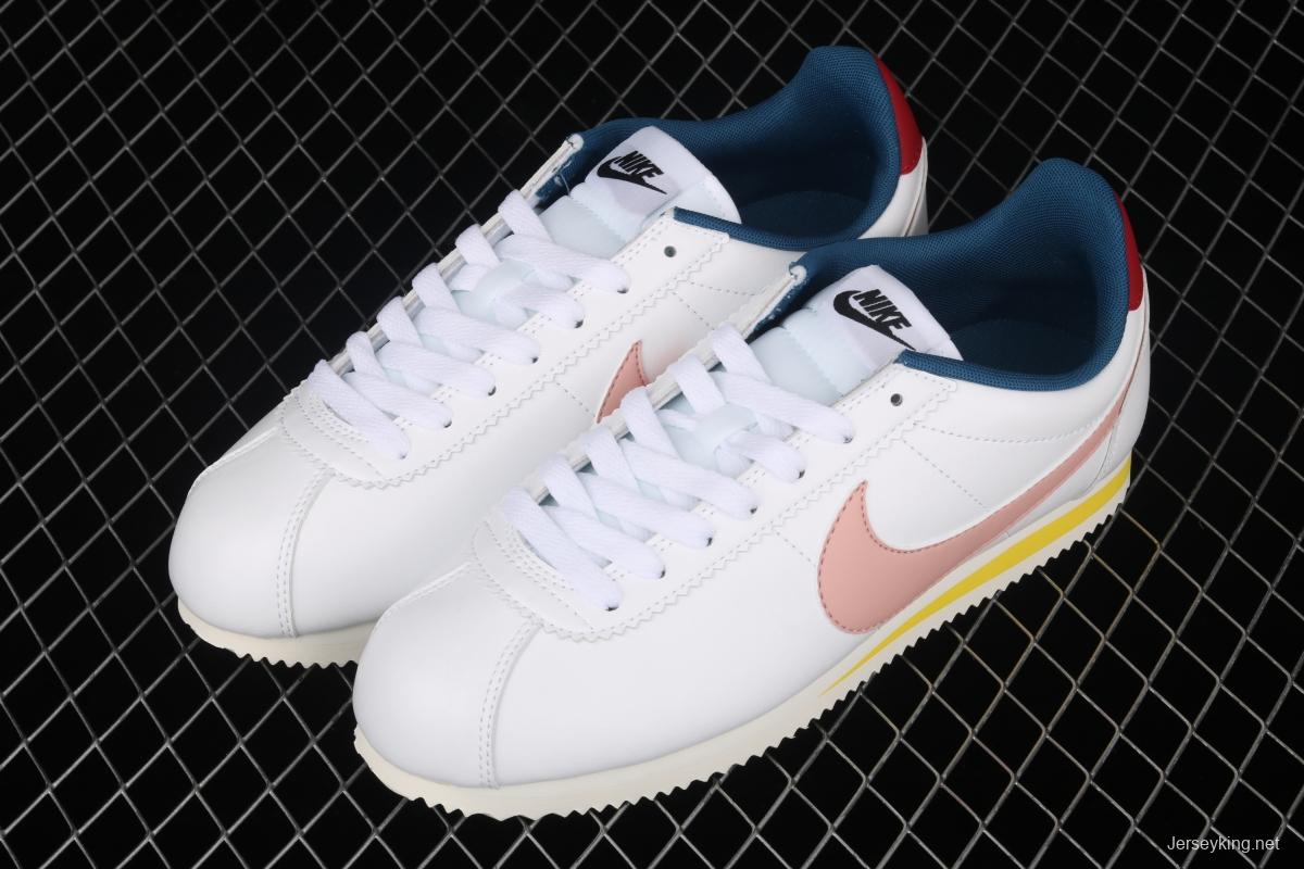 NIKE Classic Cortez Leather Forrest Gump fresh white powder matching leather running shoes 807471-114