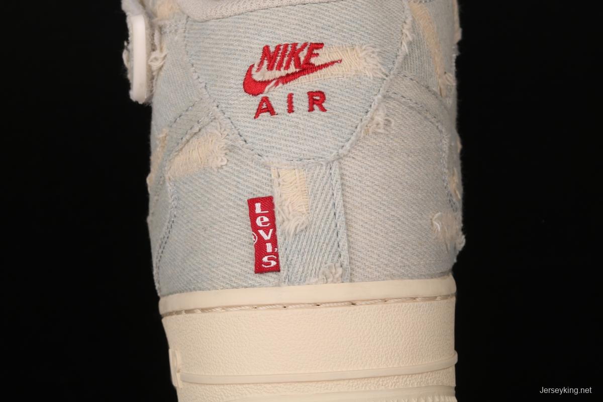 NIKE Air Force 1: 07 Mid Levi washed old Zhongbang casual board shoes 651122-215