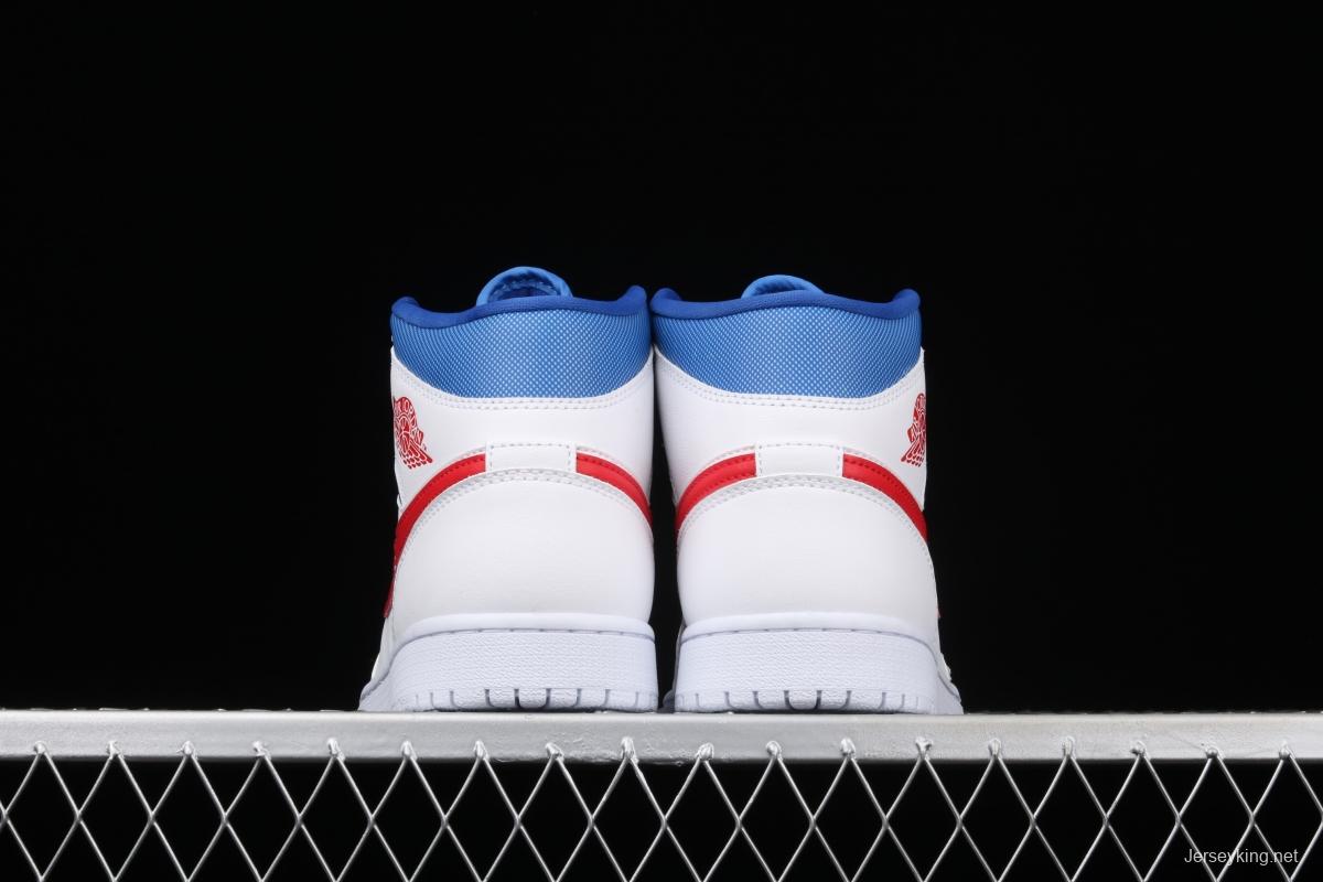 Air Jordan 1 Mid Fearless Royal White, Blue and Red Zhongbang Basketball shoes BQ6472-164,