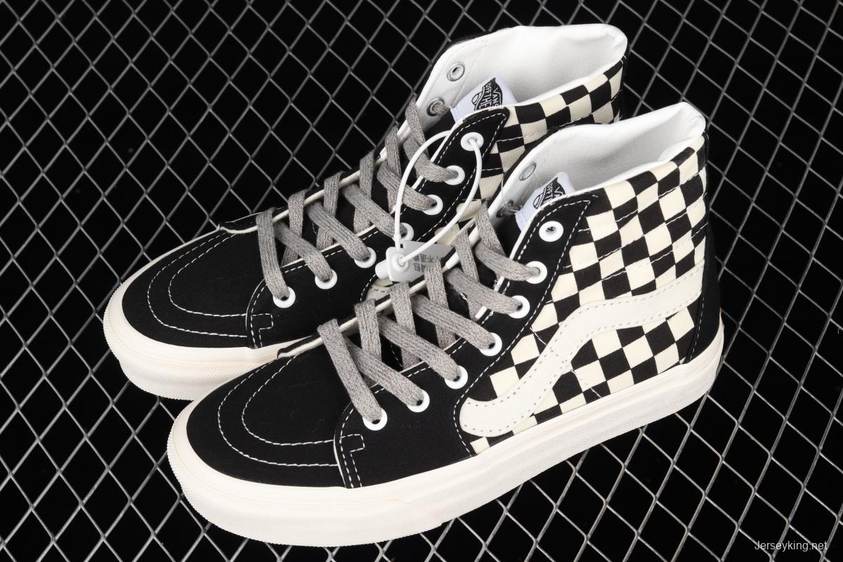 Vans Sk8-Hi Authentic black and white checkered high-top casual board shoes VN0A4RWY2BK