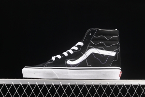 Vans Sk8-Hi joint line design black classic high-top casual board shoes VN0A4RWY2WT