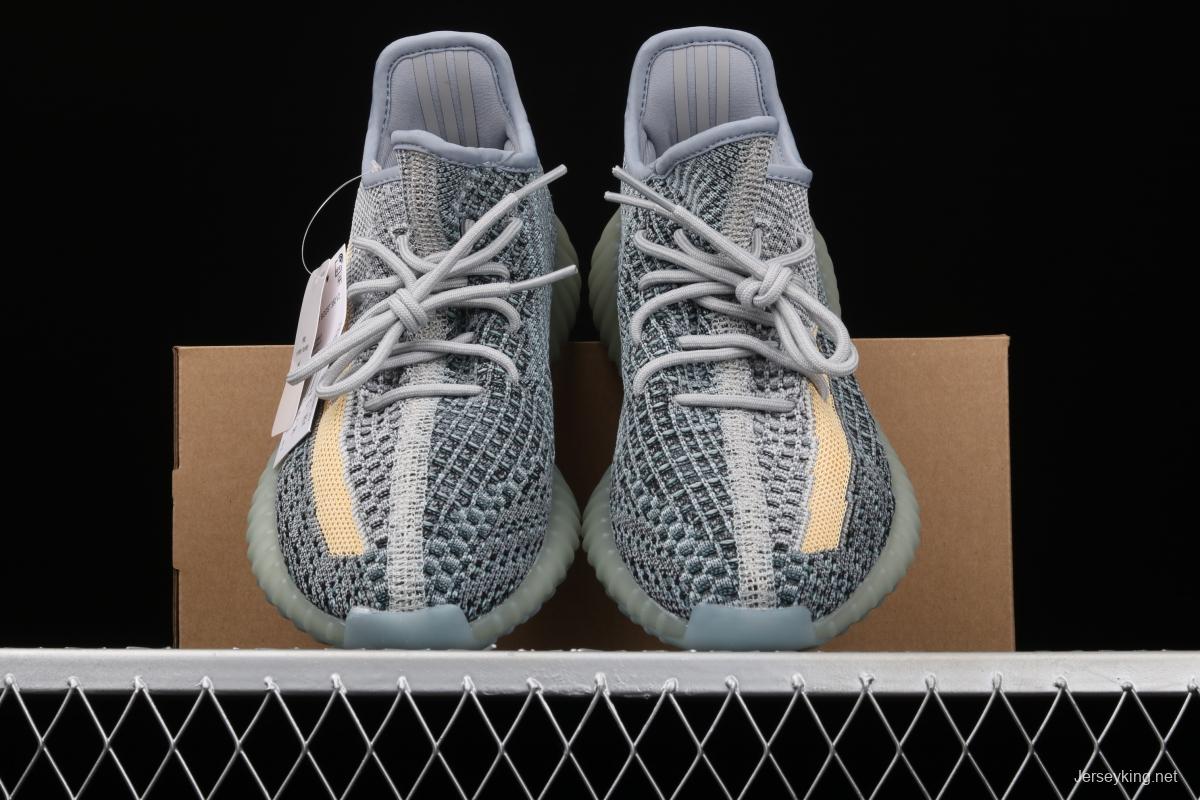 Adidas Yeezy 350 Boost V2 Ash Blue GY7657 Darth Coconut 350 second generation hollowed-out water-washed tannins color matching