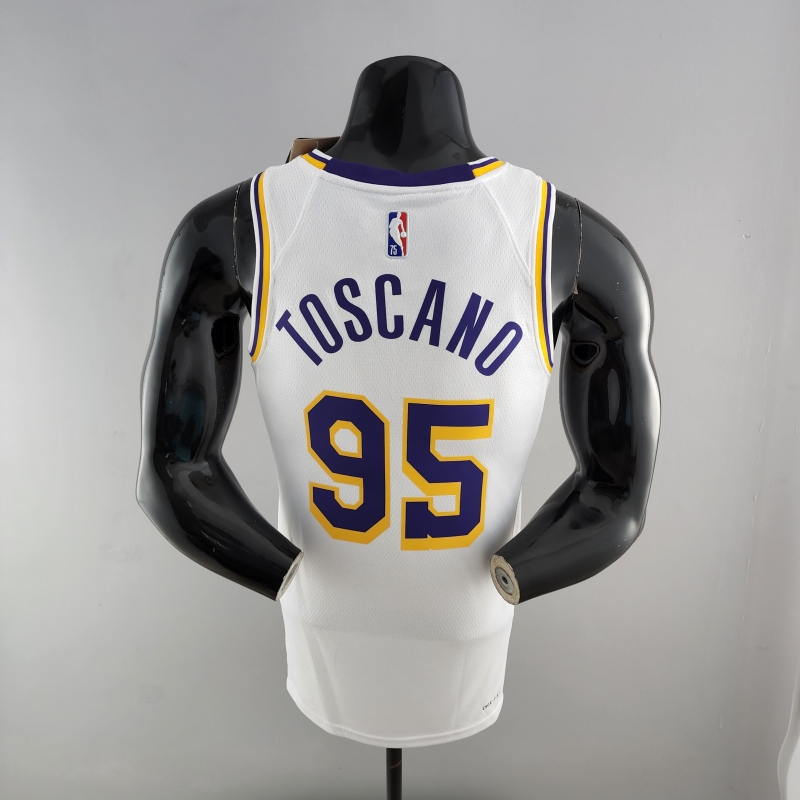 75th Anniversary TOSCANO #95 Los Angeles Lakers White NBA Jersey