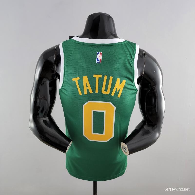 Boston Celtics Tatum #0 Green Gold NBA Jersey