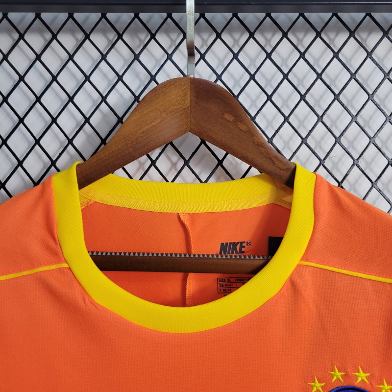 Retro Long Sleeve 1998 Brazil Goalkeeper Orange Jersey