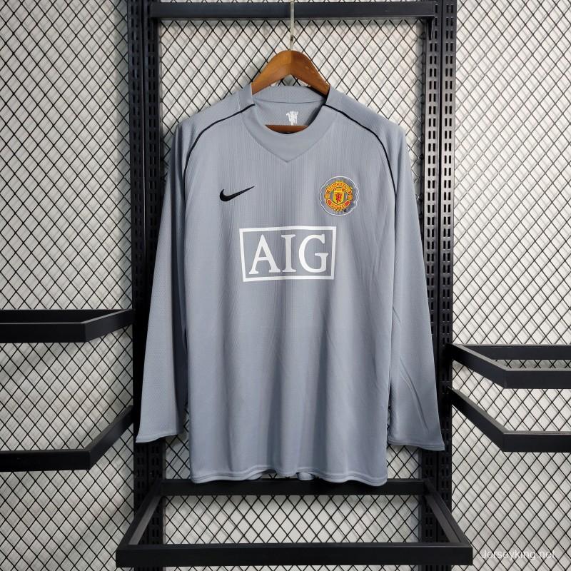 Retro 07-08 Manchester United Gray Goalkeeper Jersey