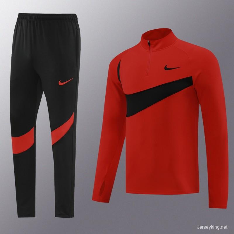 2024 Nike Red/Black Half Zipper Jacket+Pants