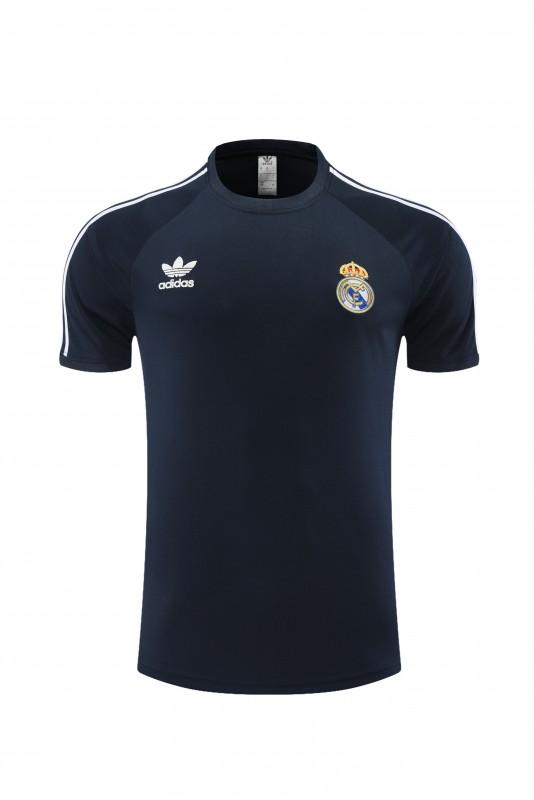 23/24 Adidas Originals Real Madrid Navy Cotton Short Sleeve Jersey+Shorts