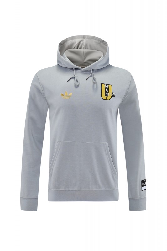 25/26 Manchester United Hooide Grey Full Zipper Jacket + Long Pants