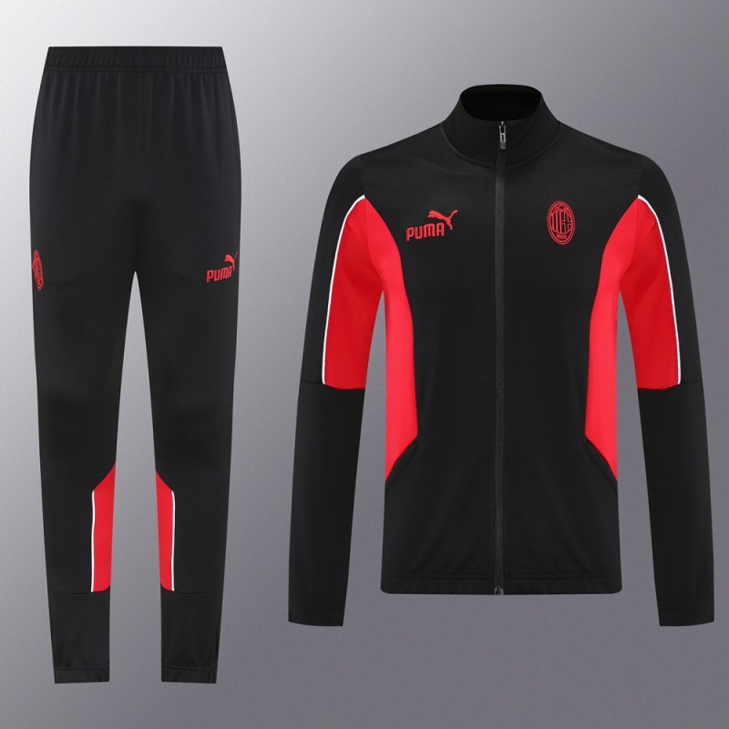 25/26 AC Milan Black/Red Full Zipper Jacket +Long Pants
