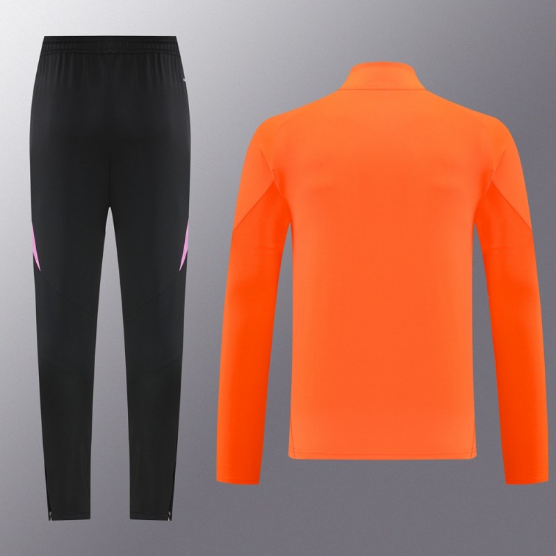 2025 Adidas Orange & Black with Leopard Print Pattern Half Zipper Jacket +Long Pants