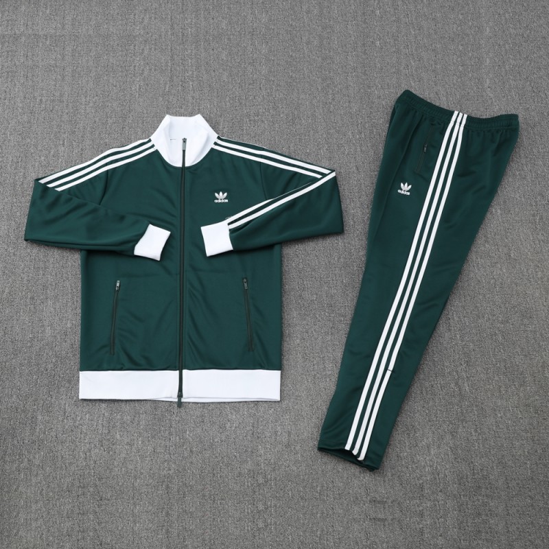 2025 Adidas Original Green Full Hoodie Zipper Jacket +Long Pants