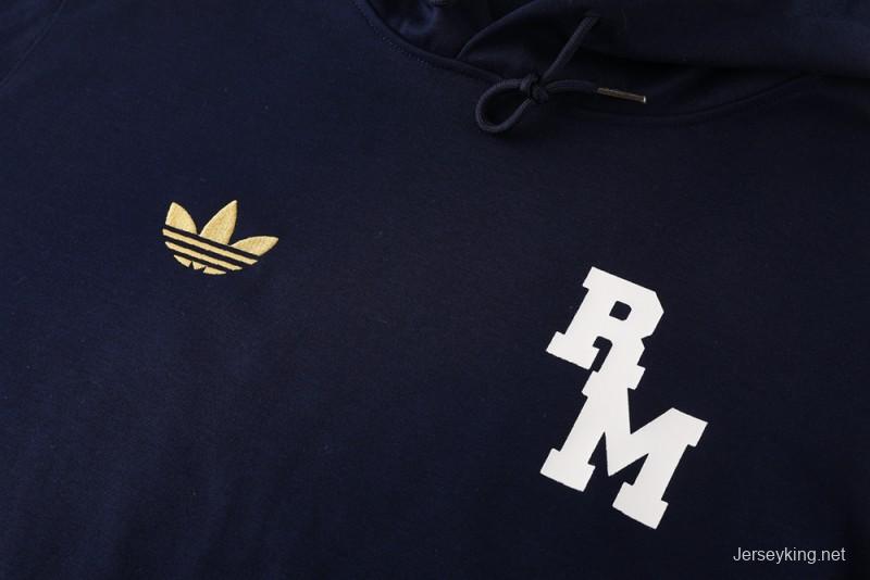 25/26 Real Madrid Navy Hoodie Full Zipper Jacket + Long Pants