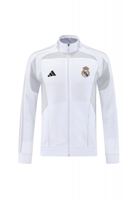 25/26 Real Madrid Grey/White Full Zipper Jacket + Long Pants