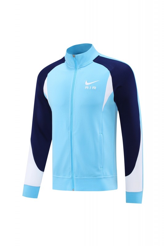 2025 Nike Air Tracksuit Set - Light Blue with Navy Accents Full Zipper Jacket + Long Pants