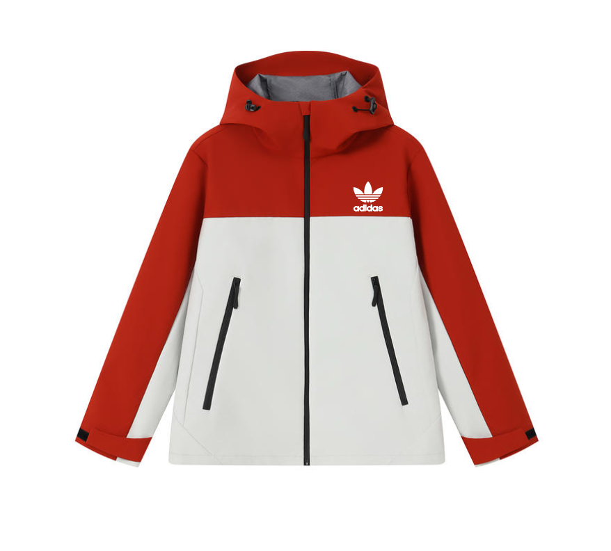 2025 Adidas White/Red Full Zipper Waterproof Outdoor Jacket