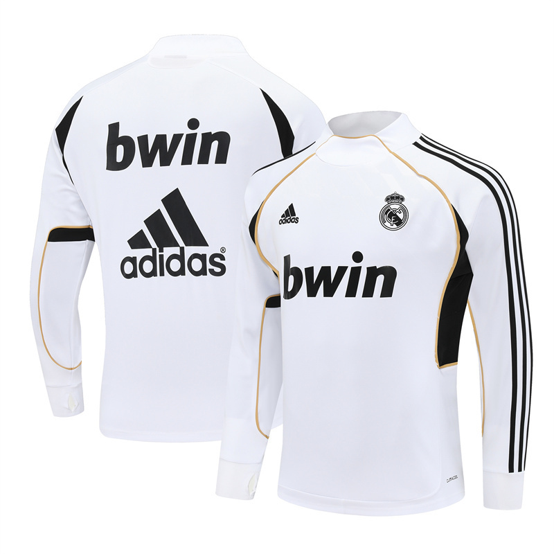 Retro 11/12 Real Madrid White Half Zipper Jacket