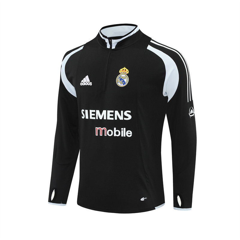 Retro 04/05 Real Madrid Black Half Zipper Jacket