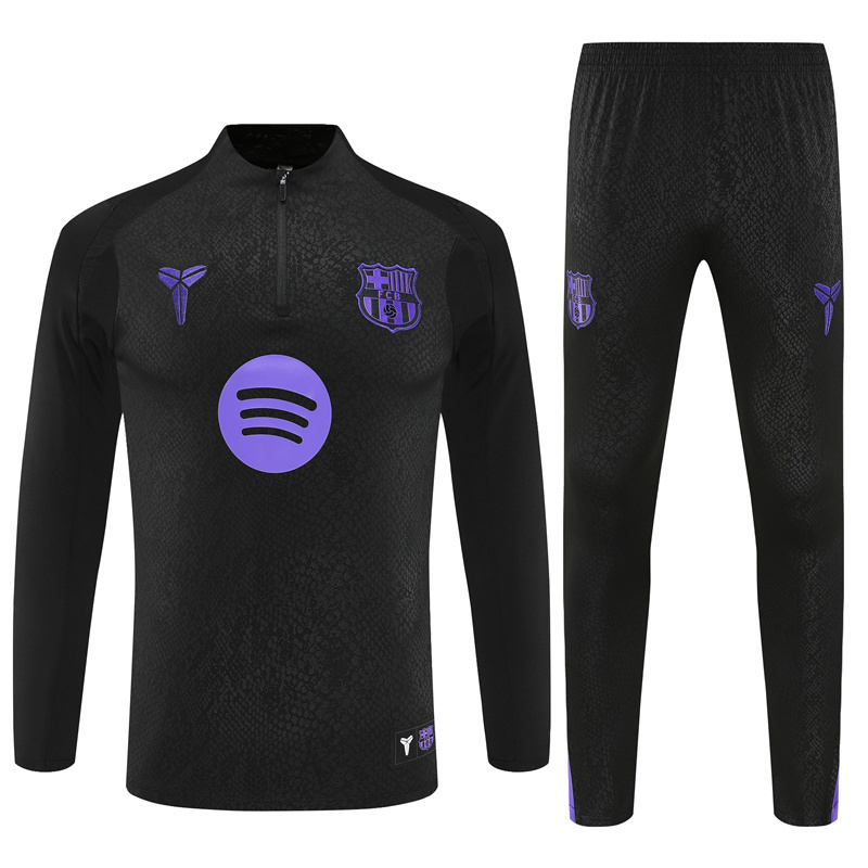 25/26 Barcelona Black Joint Edition Half Zipper Jacket+Long Pants