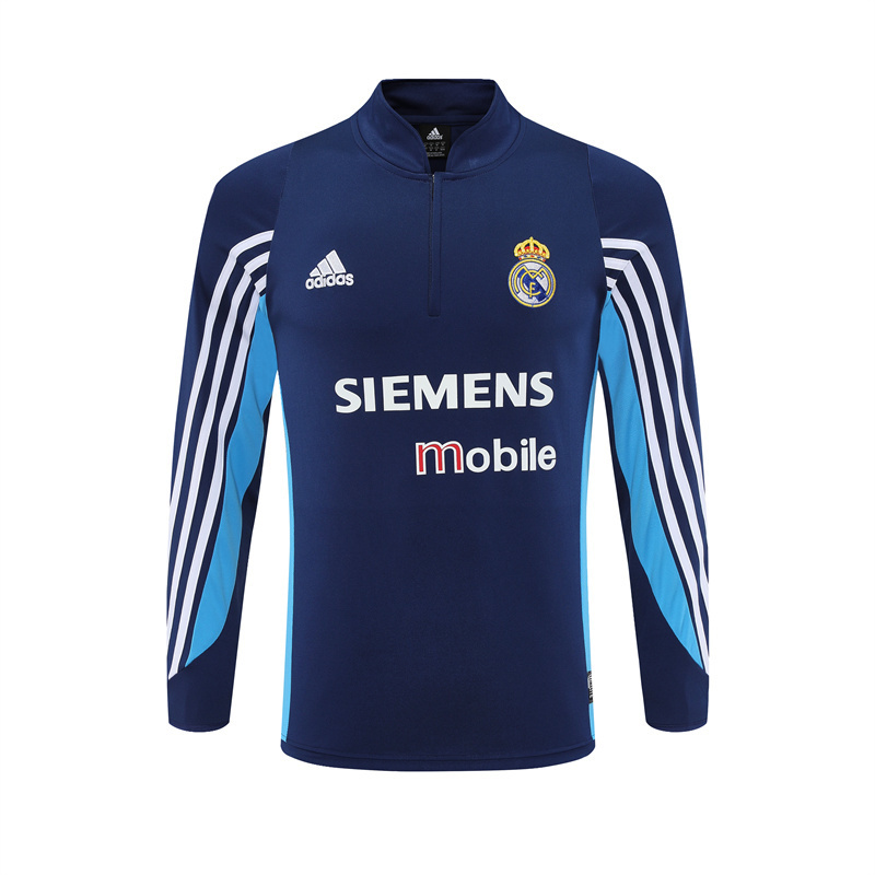 Retro 03/04 Real Madrid Royal Blue Half Zipper Jacket