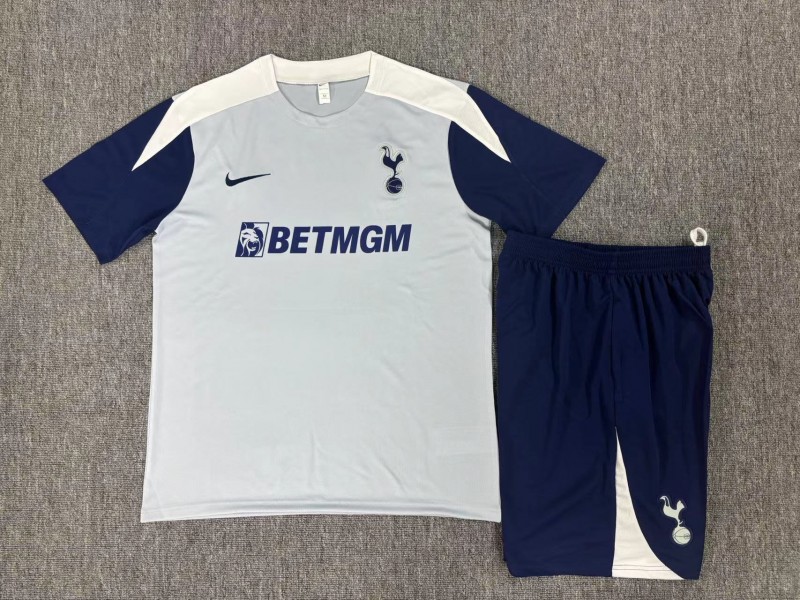 25/26 Kids Tottenham Hotspur Grey Short Sleeve+Soccer Shorts