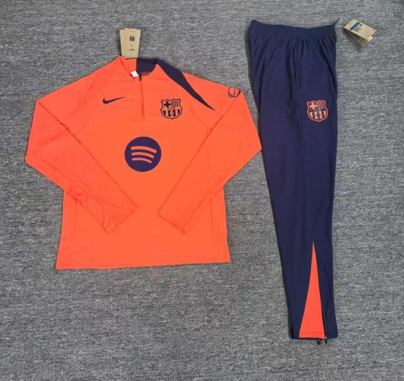 Player Version 25/26 Kids Barcelona Orange T90 Half Zipper Jacket+Long Pants