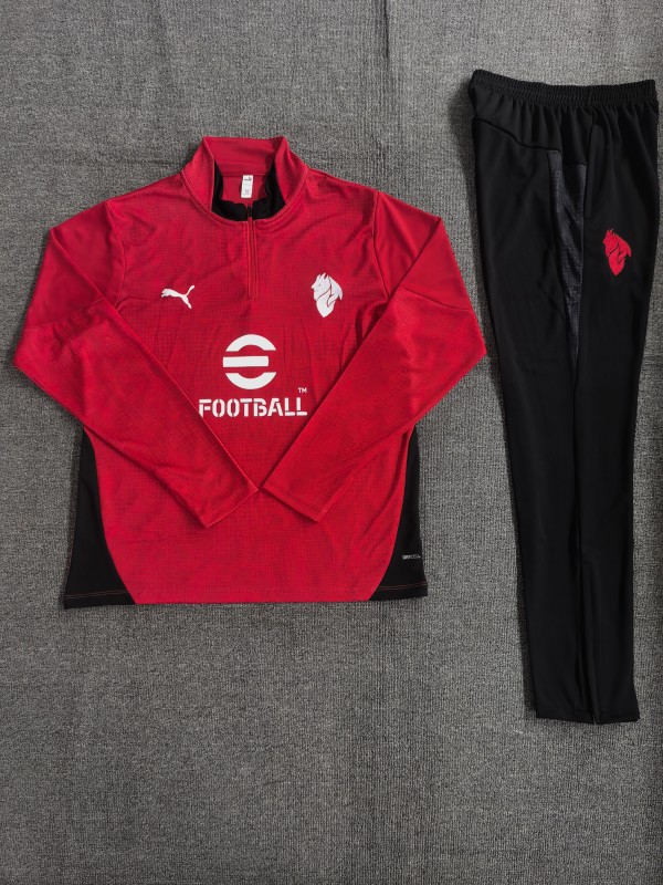 25/26 Kids AC Milan Red Camouflage Half Zipper Jacket+Long Pants