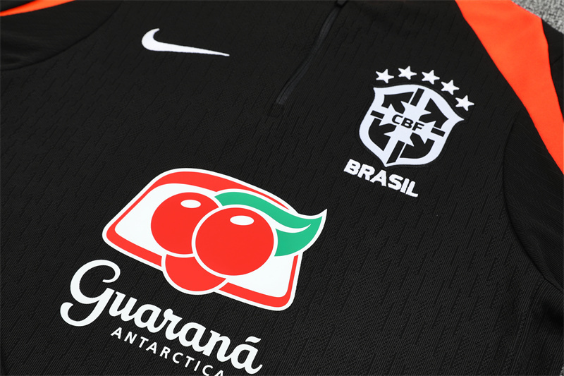 Player Version 25/26 Brazil Black Half Zipper Jacket+Long Pants
