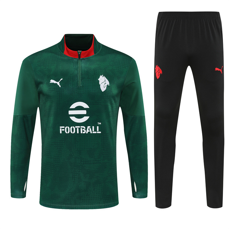 25/26 AC Milan Green Camouflage Half Zipper Jacket+Long Pants