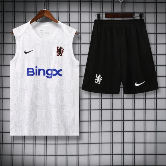 25/26 Chelsea White Vest Jersey+Shorts