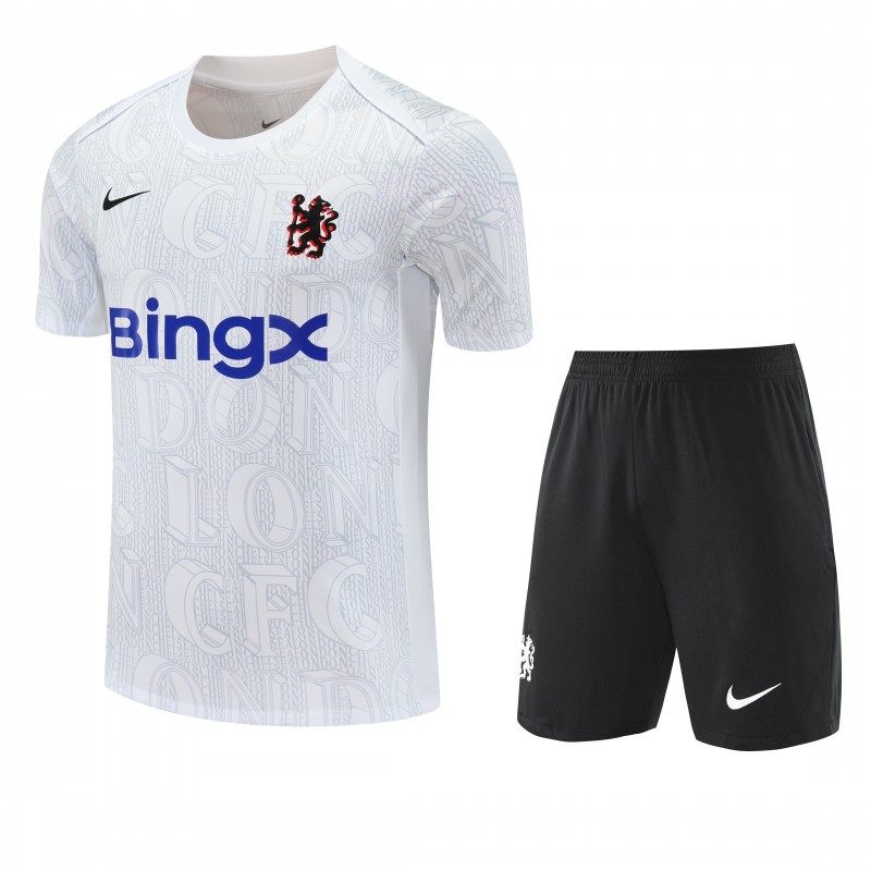 25/26 Chelsea White Short Sleeve Jersey+Shorts