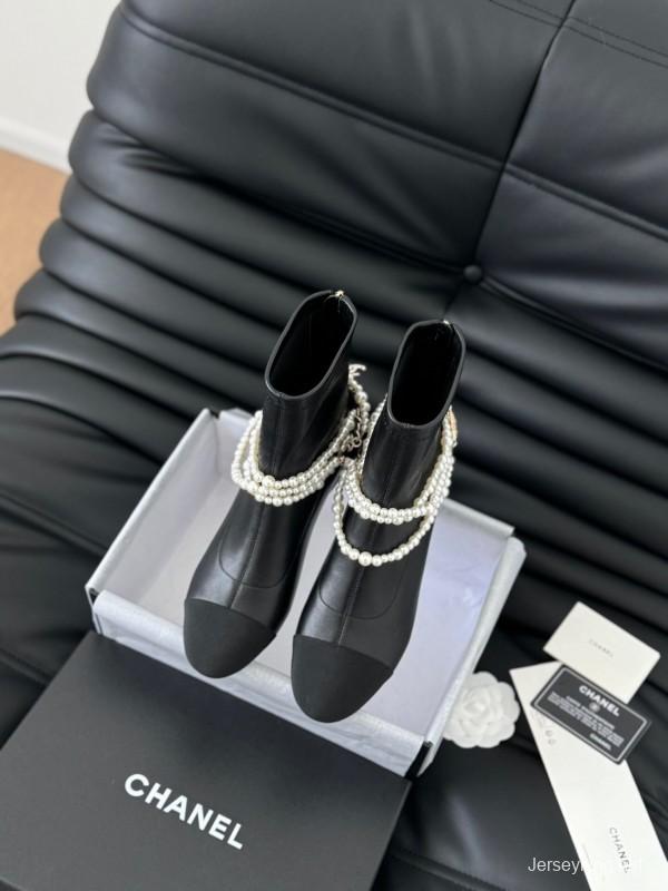 Chanel Pearl Collection Mary Jane Short Boots - LY00360