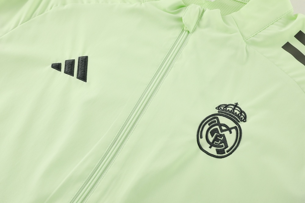 25/26 Real Madrid Light Green Half Zipper Jacket+Long Pants S-3XL