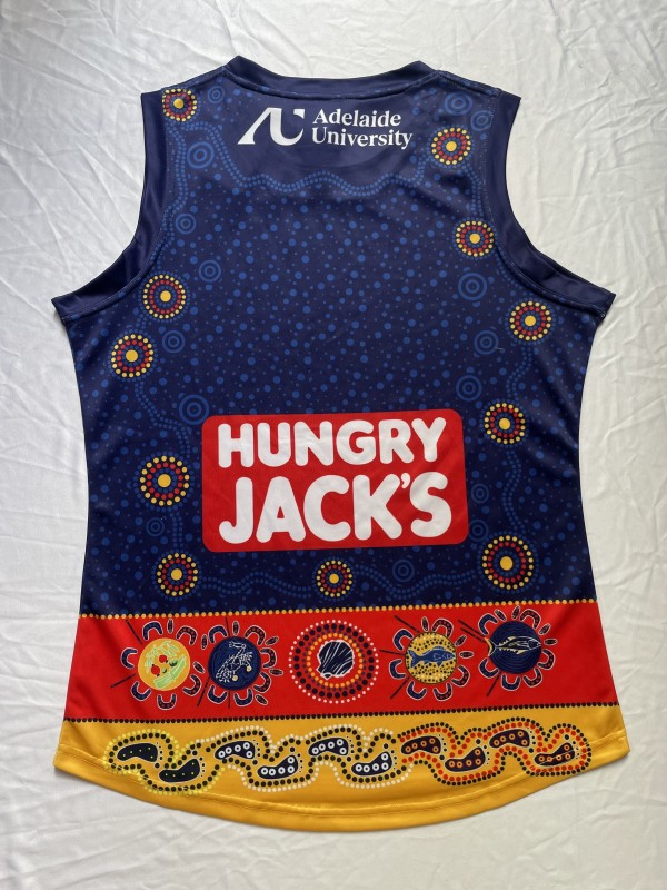 25/26 Adelaide Crows Navy with Indigenous Aboriginal Art Crow Design Guernsey