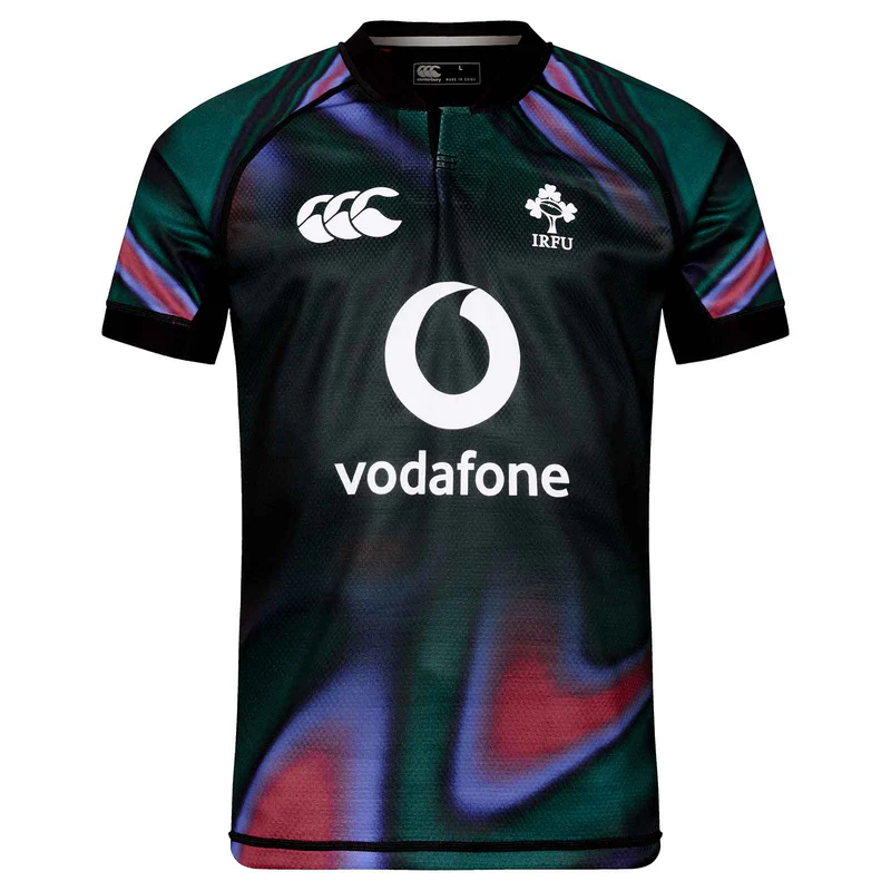 2025 Ireland Rugby Dark Green with Aurora Borealis Gradient Pattern Jersey