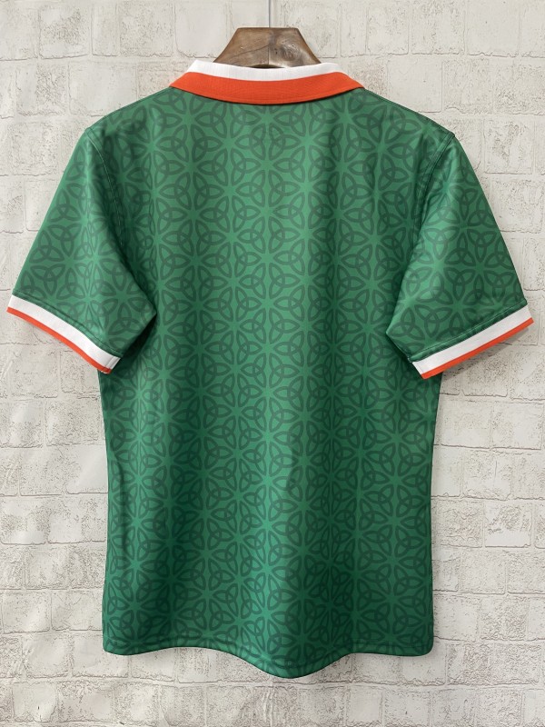 2025 Ireland Green with Celtic Knot Pattern and Orange Trim Jersey