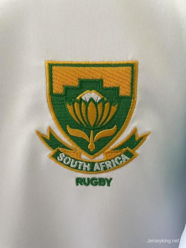 25/26 South Africa Springbok Sevens White with Teal Chevron Sleeves Jersey