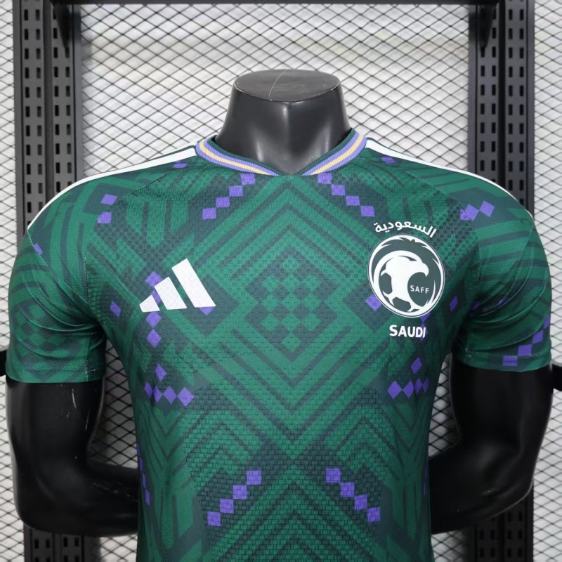 Player Version 2026 Saudi Arabia Home Green with Geometric Diamond Pattern Jersey