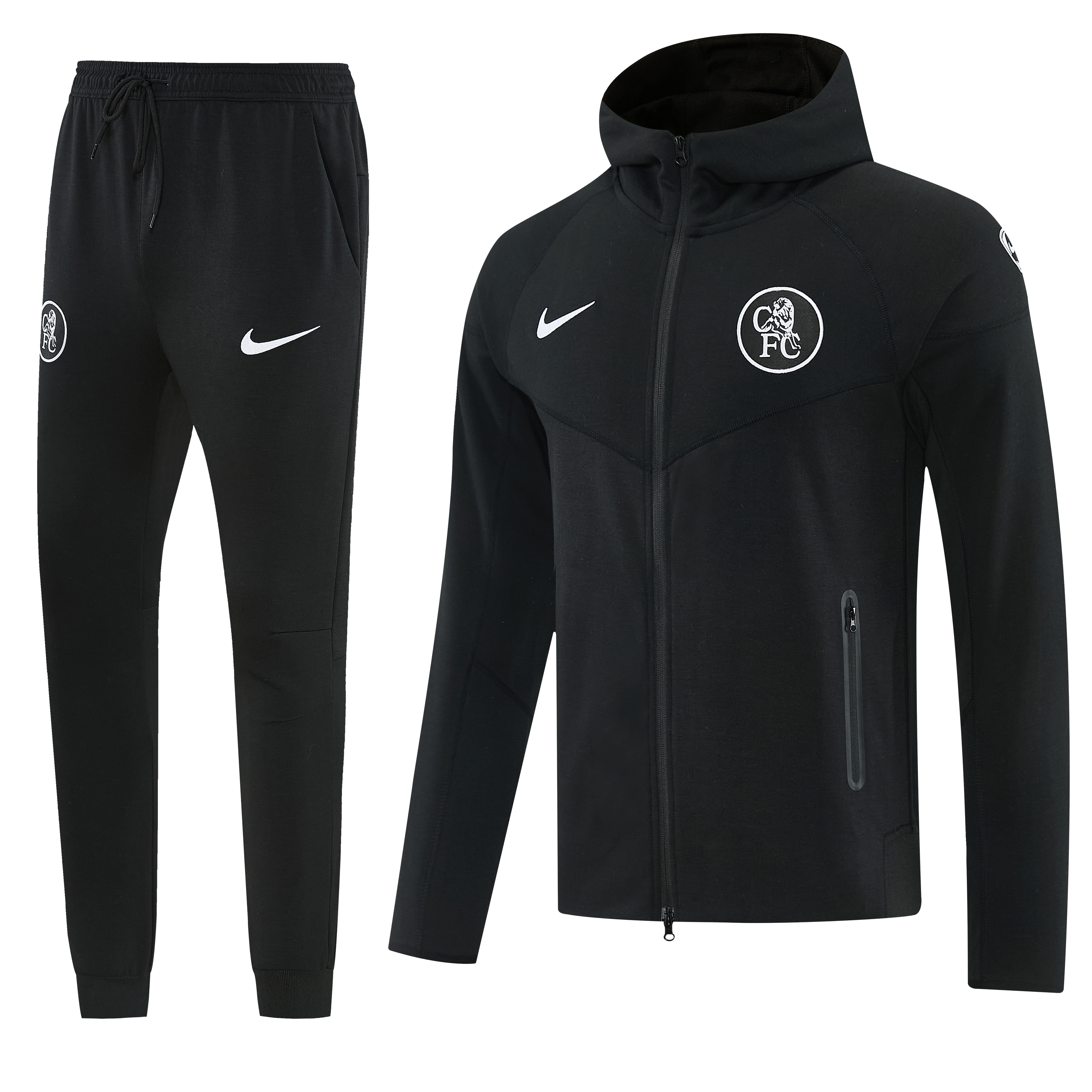 25/26 Chelsea Black Full Zipper Hoodie Windbreaker + Long Pants