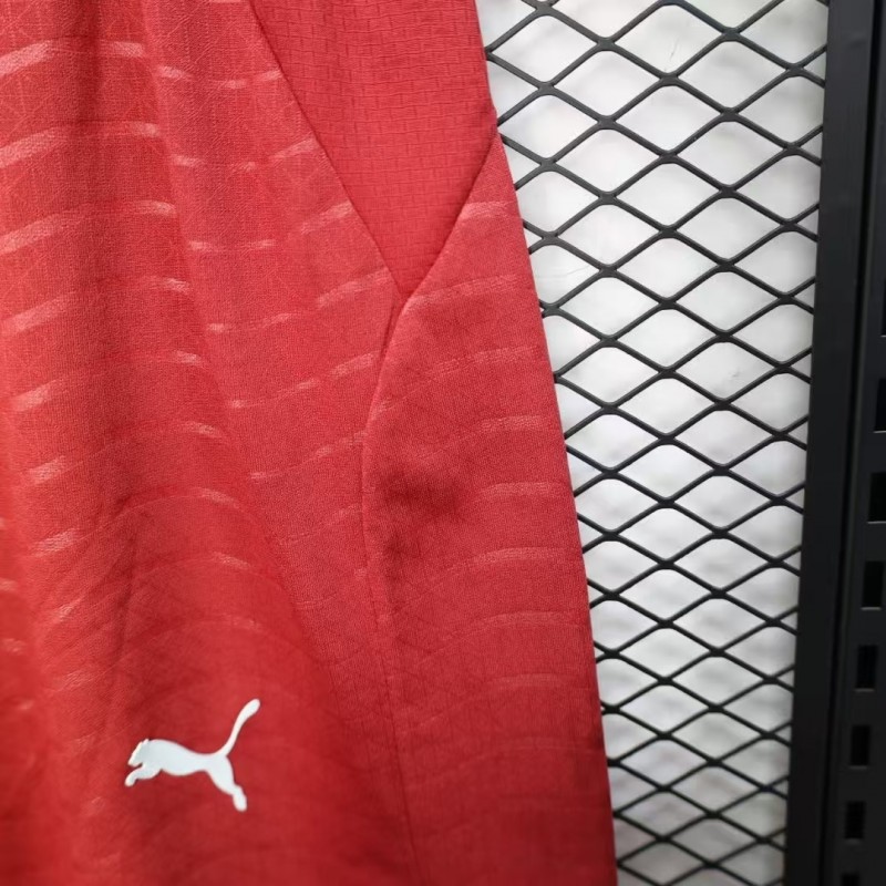 2026 Player Version Portugal Red with Wave Pattern Shorts