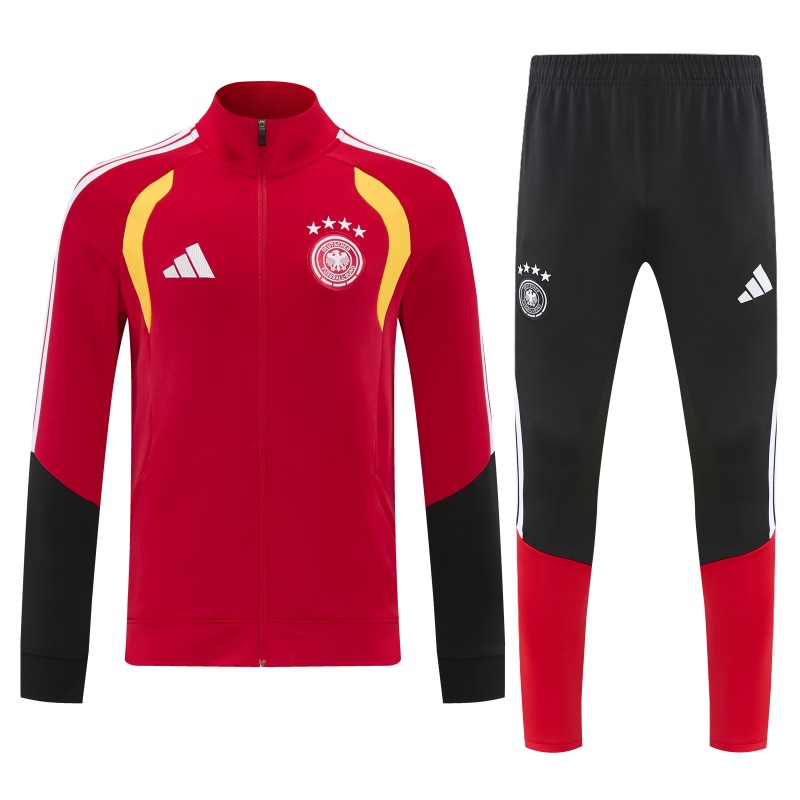 26/27 Germany  Red Full Zipper Jacket Tracksuit + Long Pants