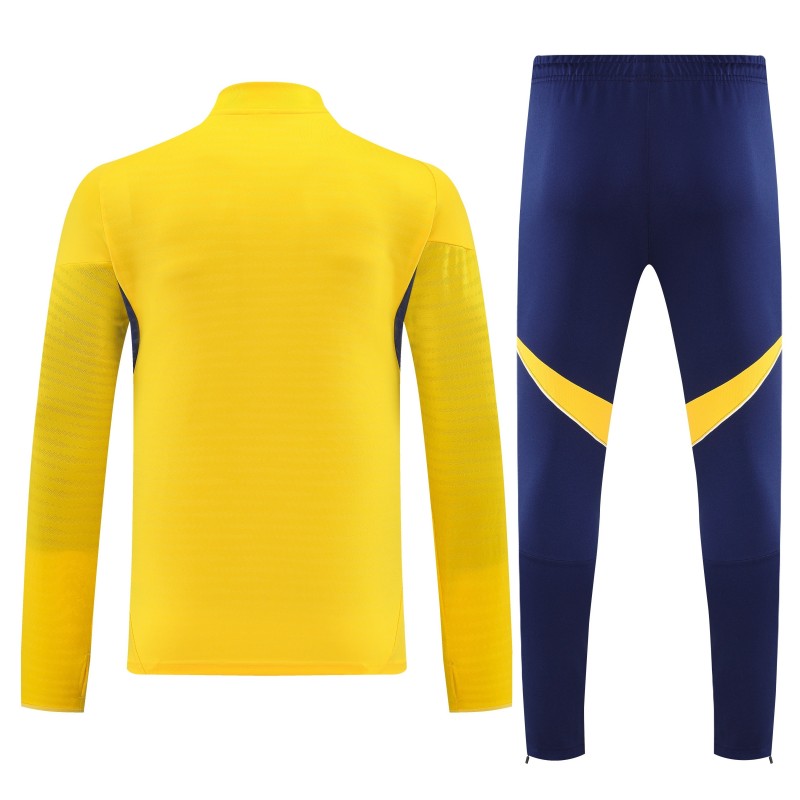 26/27 Boca Juniors Yellow & Navy Blue  Half Zipper Jacket Tracksuit + Navy Blue Long Pants